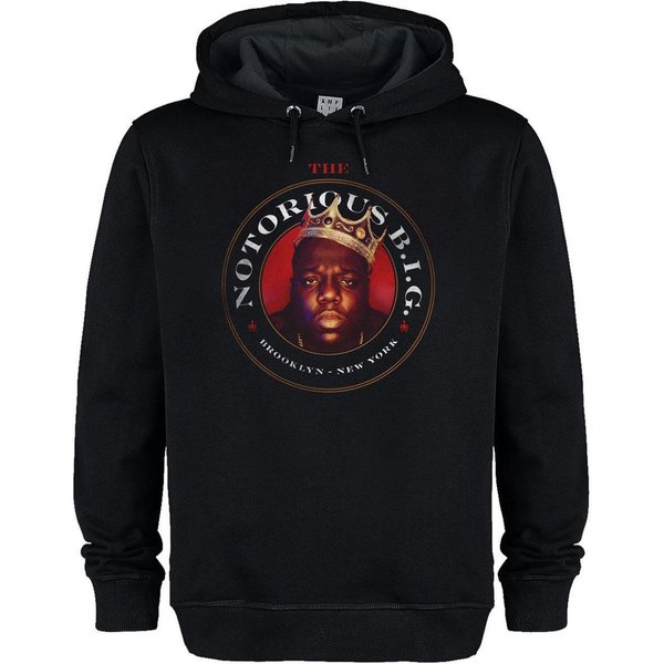 Amplified Men's Biggie Crest Notorious Big Hoodie in Black | Size: 2XL