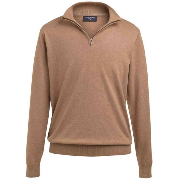 Brook Taverner Men's Copenhagen Quarter Zip Jumper in Beige | Size: 2XL
