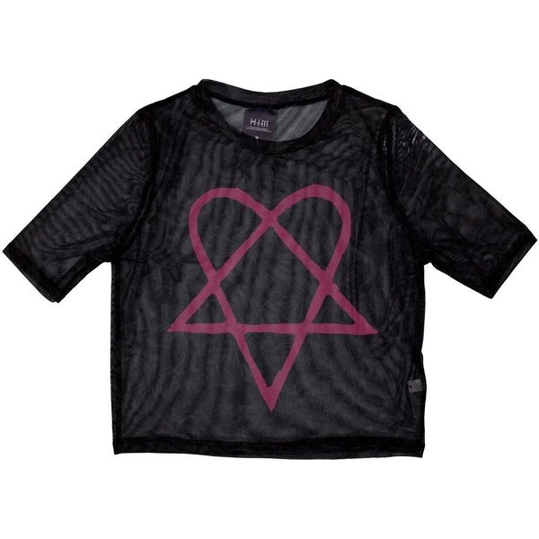 HIM Women's Heartagram Mesh Crop Top in Black | Size: Medium