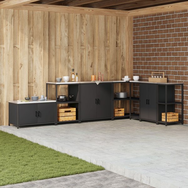 Kitchen Storage Cabinet with Shelf with Storage with Door Black Steel