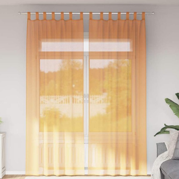 Voile Curtains with Loops 2 pcs Orange 140x260 cm