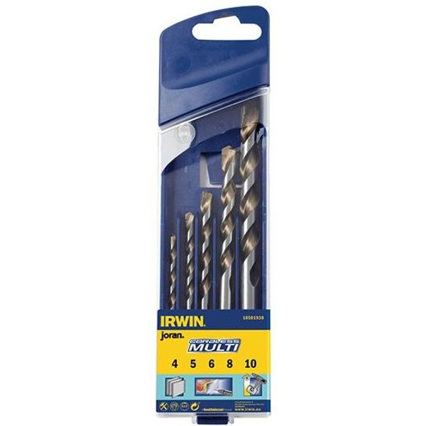IRWIN Cordless Multi-Purpose Drill Bit Set 5 Piece 4-10Mm in Silver
