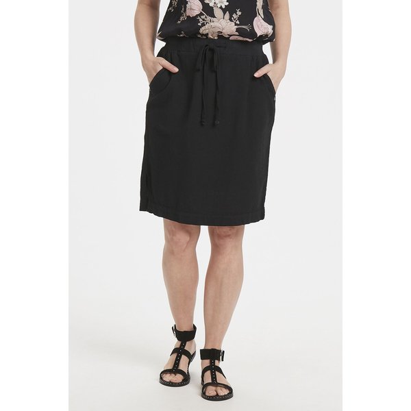 Kaffe Women's Naya Knee Length Skirt with Tie Waist in True Black | Size: 10