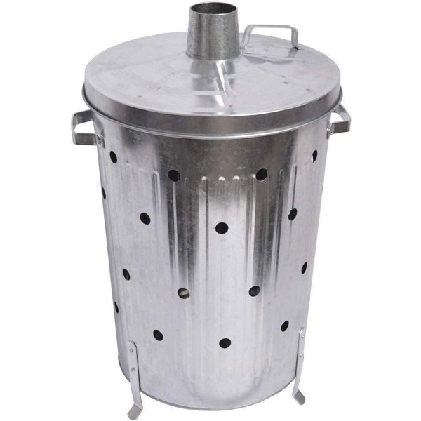 Trendi 90L Galvanized Metal Garden Incinerator in Silver