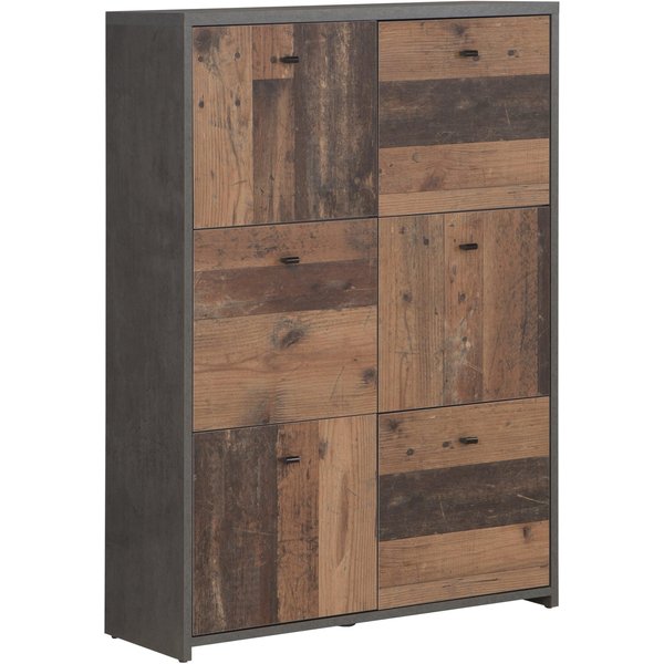 Best Chest Storage Cabinet with 6 Drawers in Concrete Optic Dark Grey/Old - Wood Vintage, none