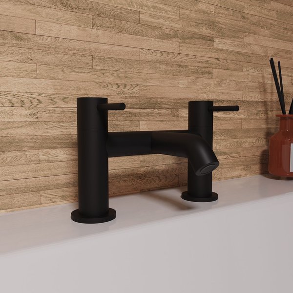 Nes Home Alice Modern Designer Matte Black Bath Filler Tap, Black