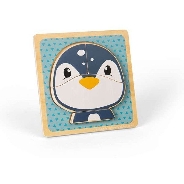 Bigjigs Toys Penguin Chunky Puzzle - 4 Piece Wooden Animal Jigsaw with Tray