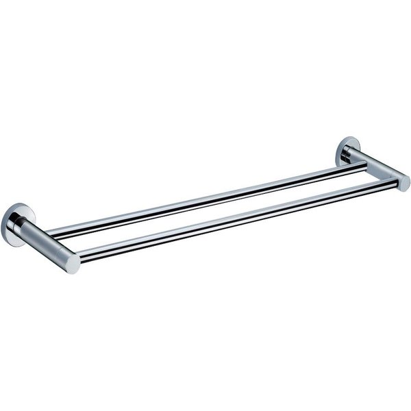 Nes Home Chrome Round Double Towel Rail 600mm, Silver