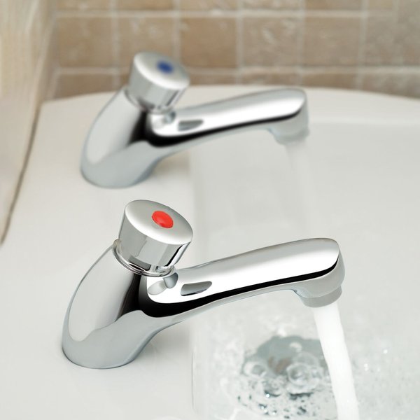 Nes Home Marin Chrome Hot and Cold Twin Non Concussive Basin Taps, Silver