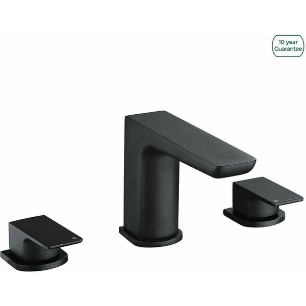 Nes Home Finley Deck Mounted Matt Black Bath Filler Taps Basin Mixer 4 Tap Hole, Black