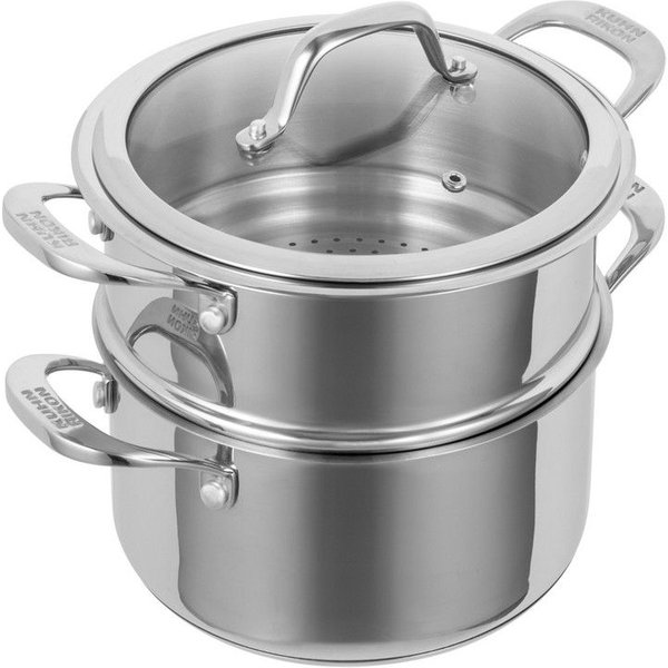 Kuhn Rikon Allround Stainless Steel Induction Safe Stackable 2-Tier 20cm/3.1L Casserole Pot Steamer Set in Silver