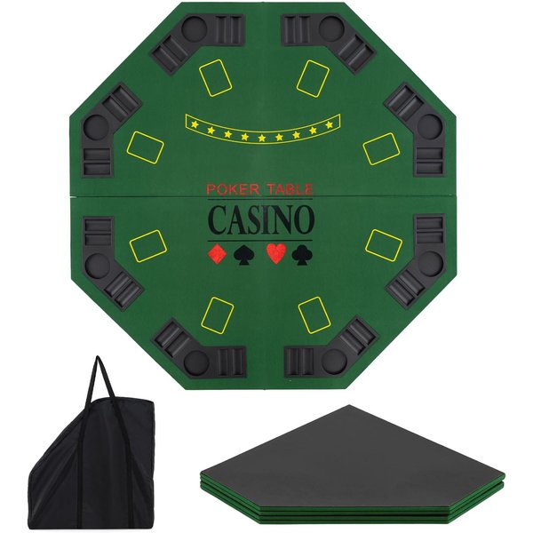 Costway 120CM Poker Table Top-8 Player Foldable Texas Holdem Poker Table Topper in Green
