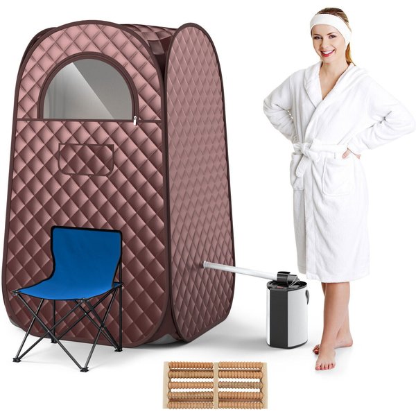 Costway Portable Home Sauna Full Body Steam Sauna Tent with 3L Steam Generator in Brown