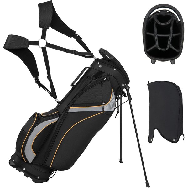 Gymax Golf Stand Bag Lightweight Golf Carry Bag Pitch & Putt Bag For Clubs in Black