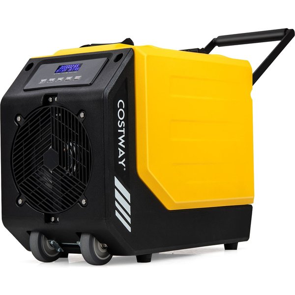 Costway 90L/Day Rotational Molded Industrial Dehumidifier w/ Pump in Yellow