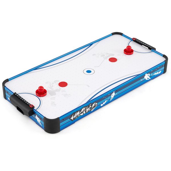 Costway Tabletop Air Hockey Table 108CM Indoor Air Hockey Arcade Table in Blue