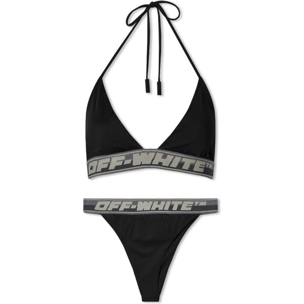 Off-White Women's Logo Band Bikini Black Swim Wear | Size: Large