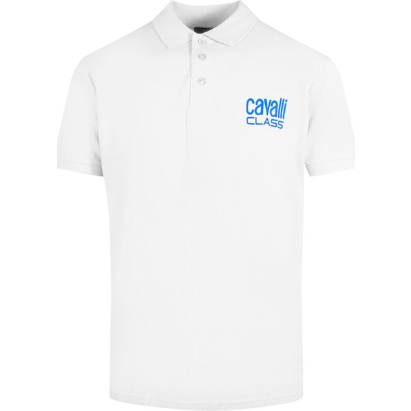 Cavalli Class Men's Short Sleeve Regular Fit Polo Shirt in White | Size: 2XL