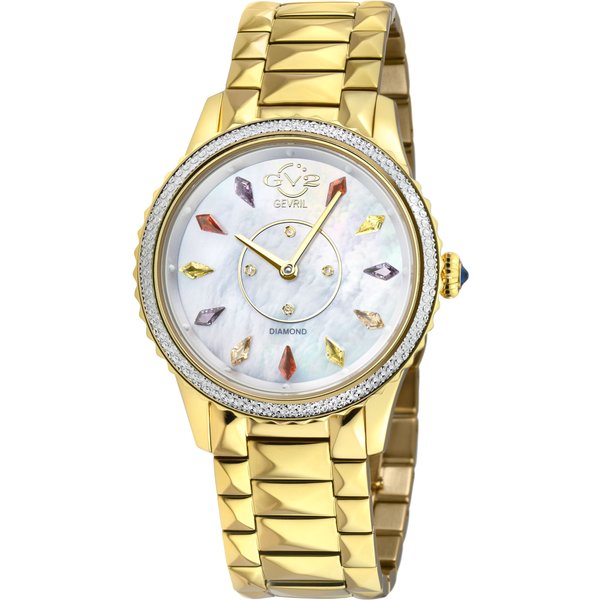 GV2 Women's Siena, Swiss Quartz Watch, White MOP Dial, 316L Stainless Steel, & Sapphire Crystal in Gold