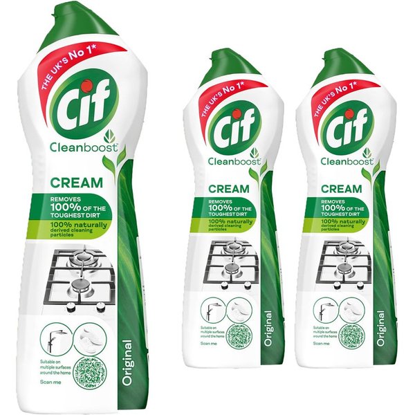 CIF Cleanboost Cream Original 'Multipurpose Cleaner' 750ml, 3pk in White | Size: 750ml