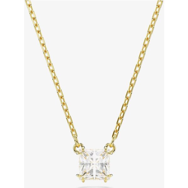 Swarovski Women's Stilla Gold Tone Plated White Square Necklace 5693153 | Size: 45 cm