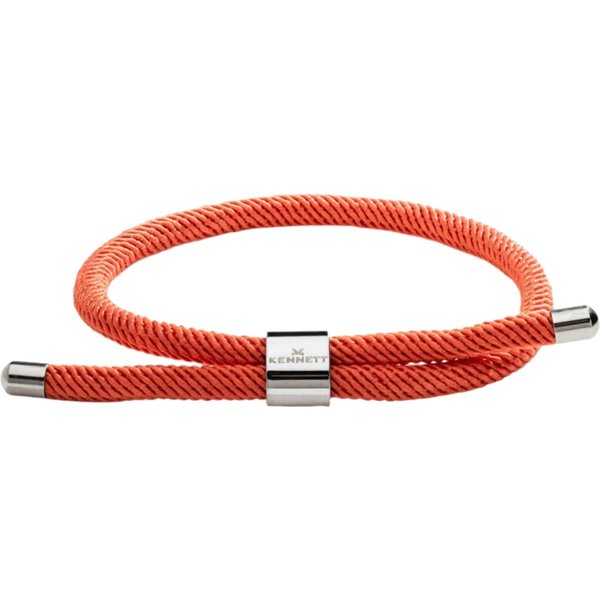 Kennett Adjustable Nylon Cord Bracelet - 316L Stainless Steel Clasp in Orange