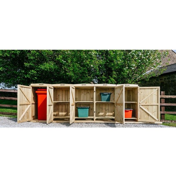 Buttercup Farm Chatburn Bin Store, Fits 1x 180L/240L Wheelie Bins & 8x Boxes in Brown