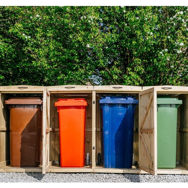 Buttercup Farm Chatburn Quad Wheelie Bin Store - Timber - Fits 4 x 140L Wheelie Bins in Brown