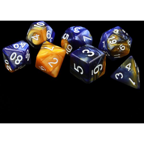 Pearlescent Blue & Gold Polyhedral Dice | Set Of 7