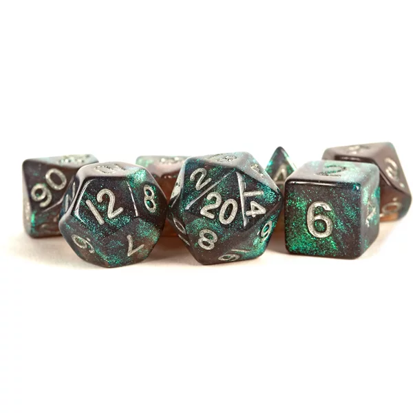 Stardust Acrylic Polyhedral Dice Set | Grey & Silver