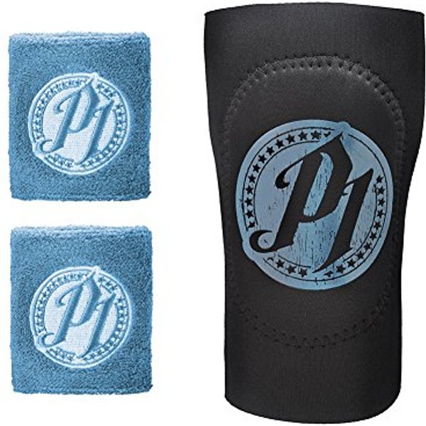 WWE AJ Styles Carolina Blue Wristbands & Elbow Pad 3 Piece Set