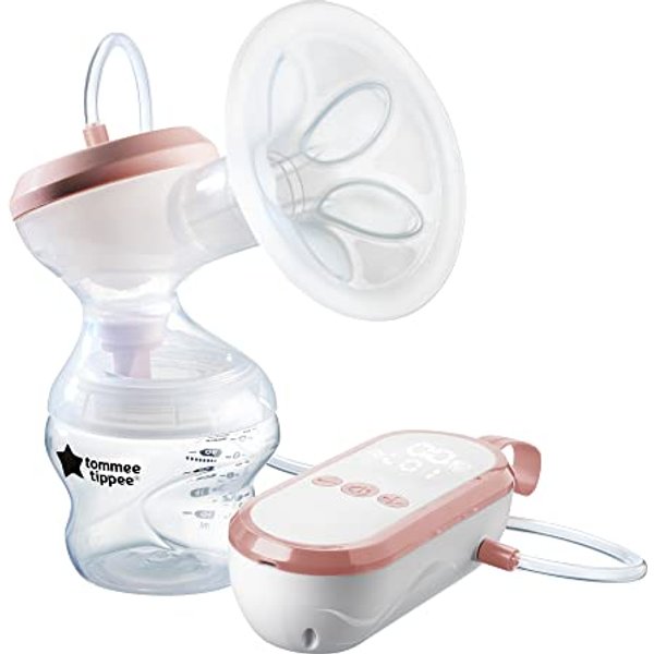 Tommee Tippee Made for Me Single Electric Breast Pump, Massaging Silicone Cup, USB Rechargeable, Quiet, Portable, Express Modes, Baby Bottle Included