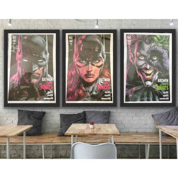 Set of 3 Joker, Batman, Catwoman Black Label A2 Prints