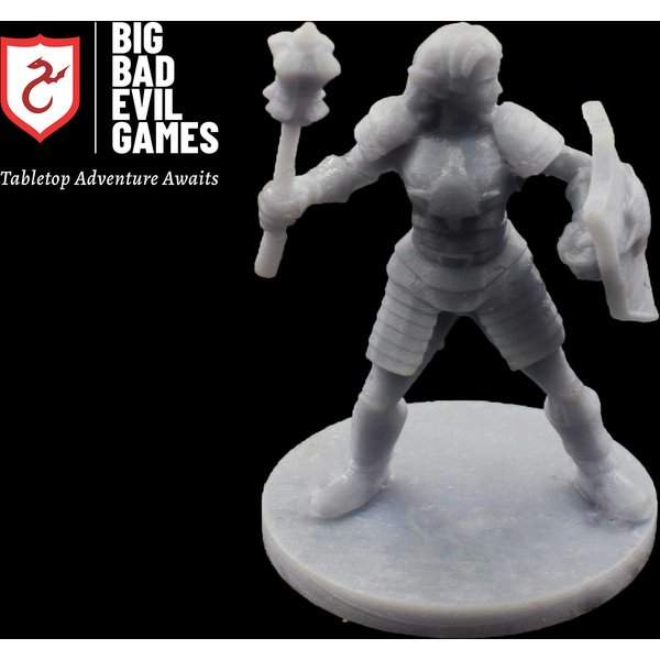 Female Elven Cleric Miniature | mace weilding heavily armoured rightious instument of the gods - 28mm Scale