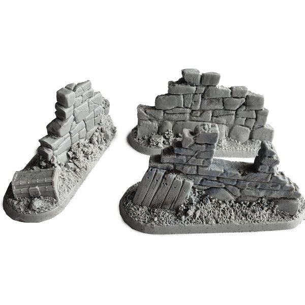 Medium Ruined Walls x3 | Miniature Terrain
