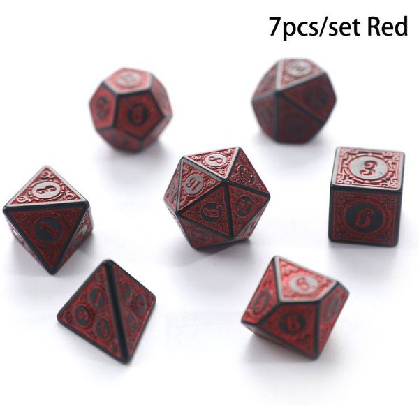 Red Rune Dice x7 Piece Polyhedral Dice Set | 16mm Resin