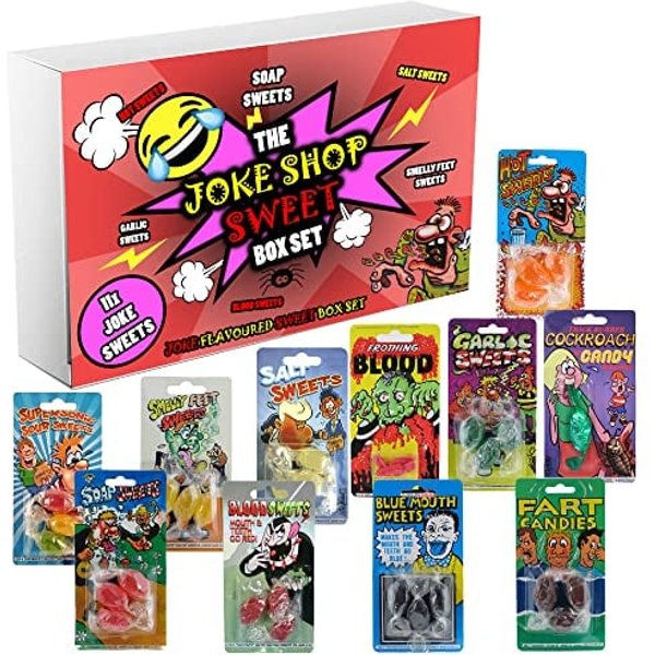 Childhood Memories Joke Shop Trick Sweet/candy Box Set - 11 Packs of Prank Candies with 32 Assorted Pieces - Unforgettable Fun Pranks! - Funny Candy Prank Sweets for Kids and Adults!