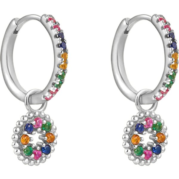 Silver Drop Earrings for Women | Color CZ Zircon Circle Dangle Earrings