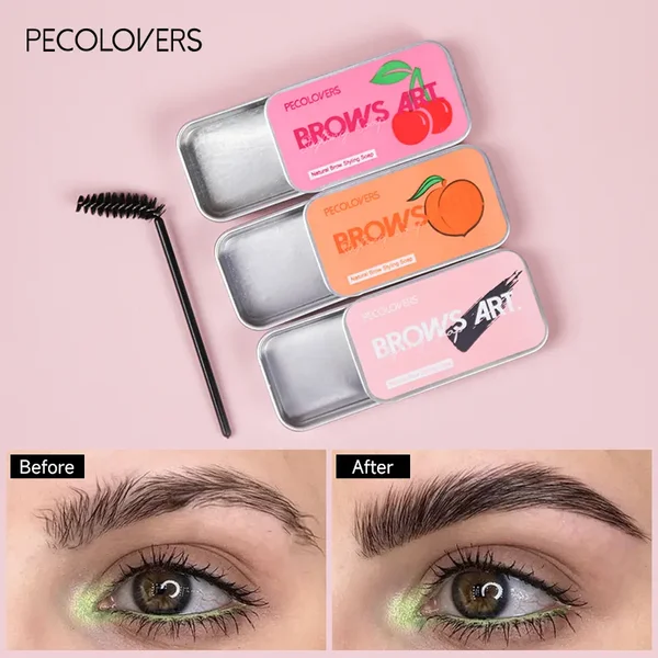 Fruity Brow Soap Pigmented | Waterproof, Long Wear Styling & Lifting Soap with Brush - #02 Cherry