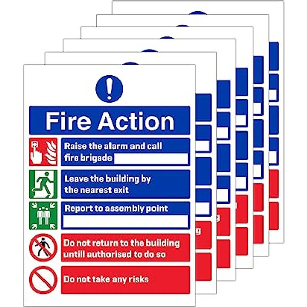 Raise The Alarm Fire Action Notice Sign Vinyl Stickers A5 - 12 pack