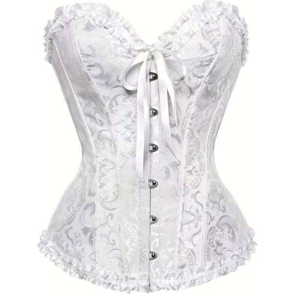 Sexy White Floral Corset With Lace-Up Back For Women - Enhance Your Figure And Confidence