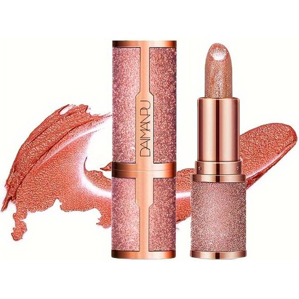 Daimanpu Rose Smoke Pink Lipstick - Glitter and Shimmer, Shiny Velvet Texture
