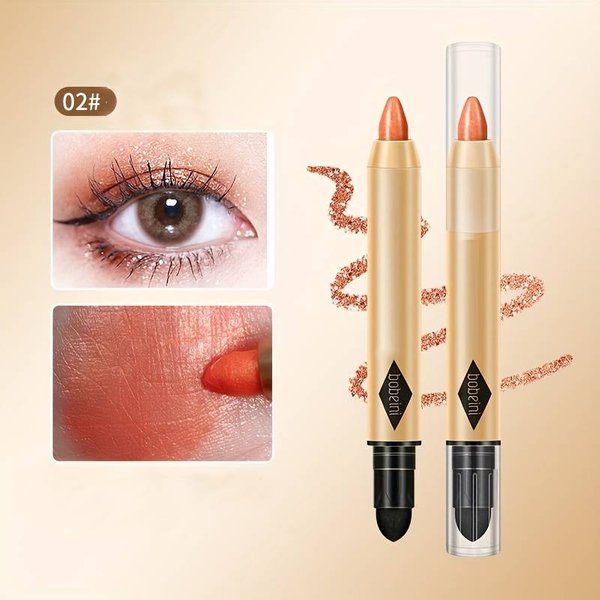 Bobeini Double-Headed Highlighter Eyeshadow Pencil - Shimmer Contouring & Brightening Stick - Orange #02