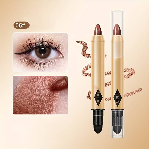 Bobeini Double-Headed Highlighter Eyeshadow Pencil - Shimmer Contouring & Brightening Stick - Bronze #06