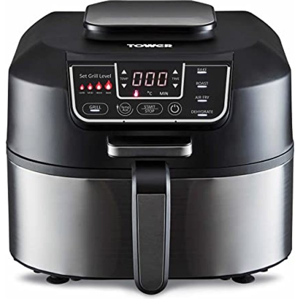 Tower T17086 Vortx 5 in 1 Air Fryer and Grill with Crisper, 5.6L, Black