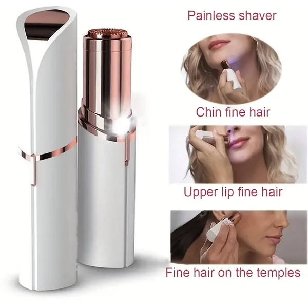 Facial Hair Remover for Women | Painless, Waterproof Shaver with LED Light - White