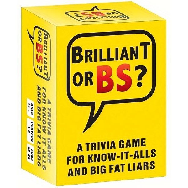 Brilliant Or BS - Fun Adult Trivia Card Game For Know-it Alls & Big Fat Liars