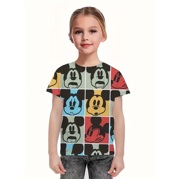 Disney Mickey Mouse Block Print Girls T-shirt