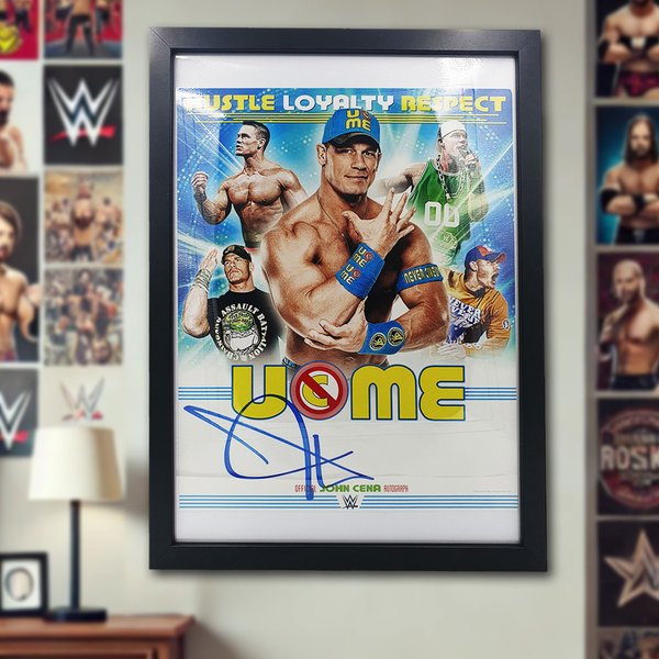 WWE John Cena autographed poster 11x14 Inches (Framed size 12.5x17.5 Inches)