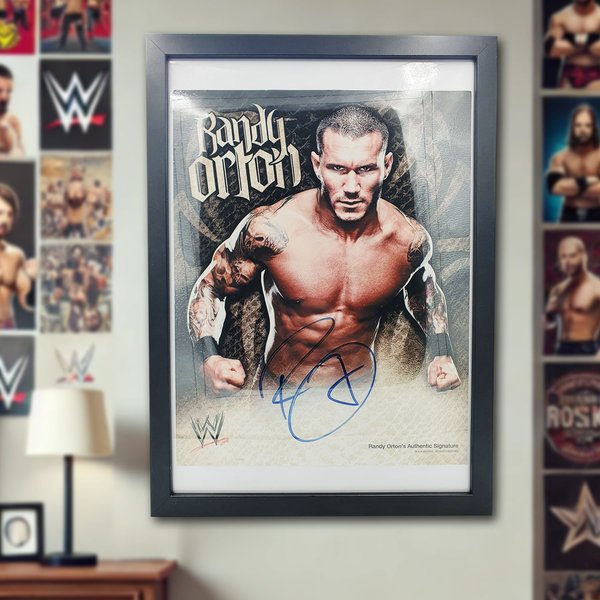 WWE Randy Orton autographed poster 11x14 Inches (Framed size 12.5x17.5 Inches)